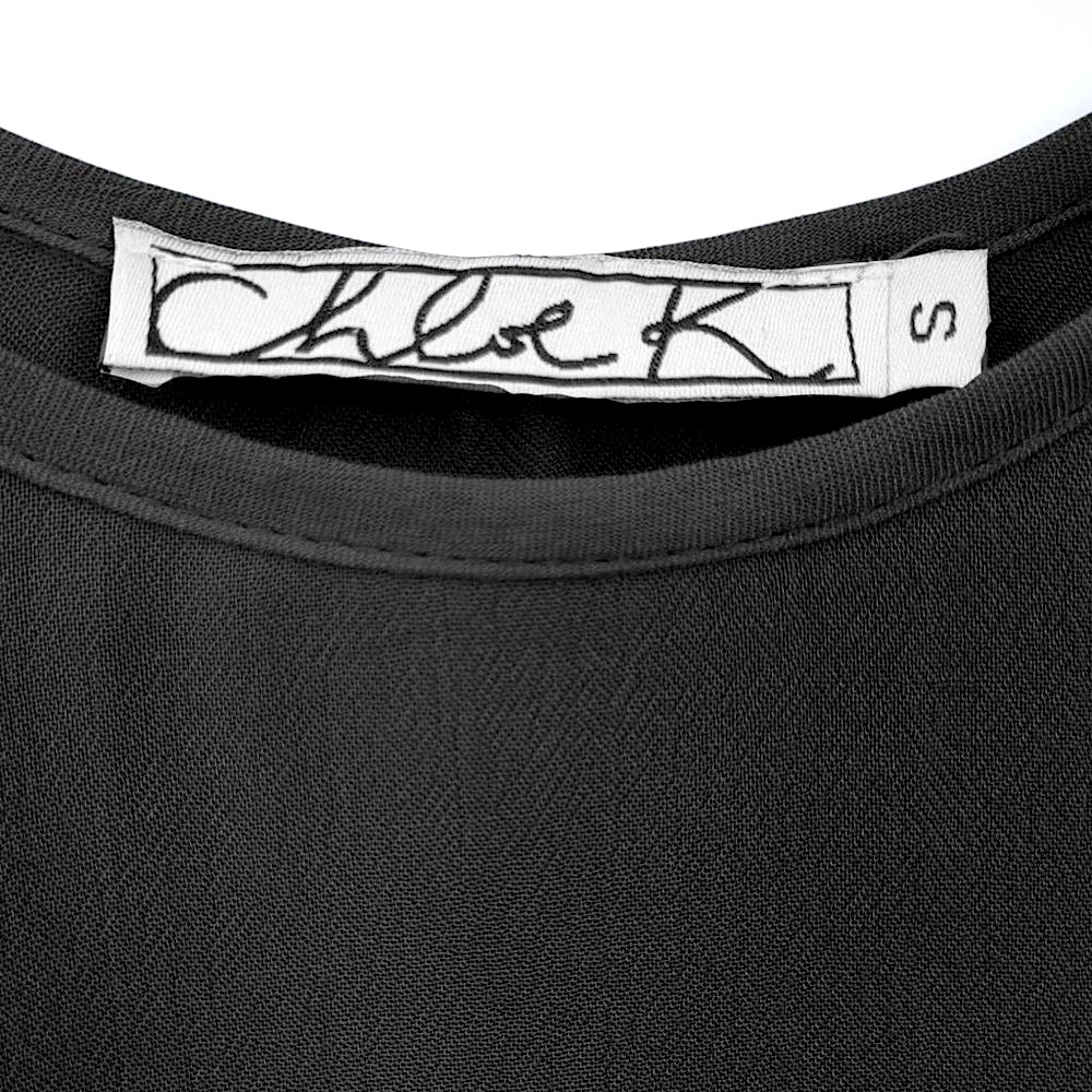 Chloe & Katie Chloe K Black Mosaic Embroidered Gauzy Textured Peplum Tank Top - Picture 15 of 16